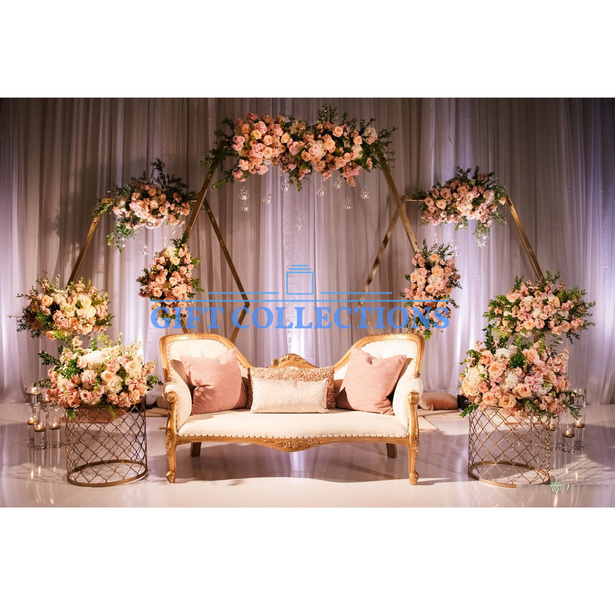 Birthday Party Decorations Photo shoot Arch Background Stand Round Circle Gold Frame Grid Wedding Backdrop Event Decor