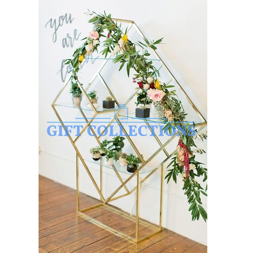 Birthday Party Decorations Photo shoot Arch Background Stand Round Circle Gold Frame Grid Wedding Backdrop Event Decor