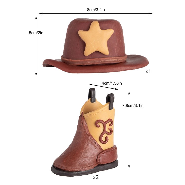 Cowboy Hat Boot Cake Toppesr for Western Theme Party Favors Supplies
