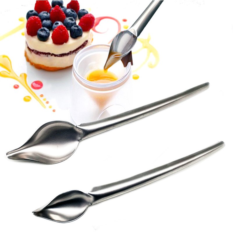 New arrivals pastry tools 2pcs DIY Stainless Steel Chocolate Sauce Spoon Piping Decoration Filter Spoon Pencil Writing Tools