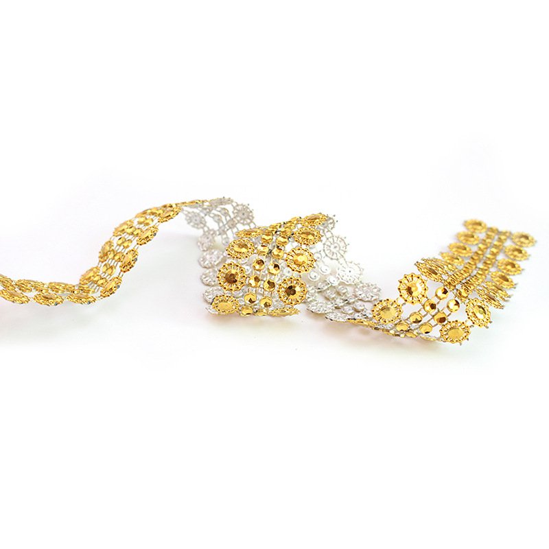 Premium Quality Cake Ribbons Flower Shape Mesh Crystal Ribbon Rhinestone Lace Surrounding Cake Decorating Wedding Party Supplies