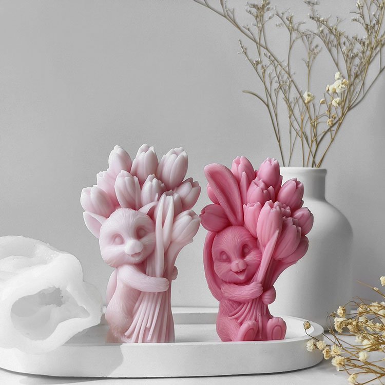 Animal Tulip Bouquet Silicone Candle Mold Gypsum Ornaments Home Decorations Casting Mould DIY Aromatherapy Candle Making Tool