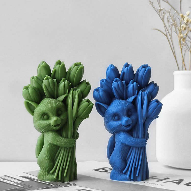 Animal Tulip Bouquet Silicone Candle Mold Gypsum Ornaments Home Decorations Casting Mould DIY Aromatherapy Candle Making Tool