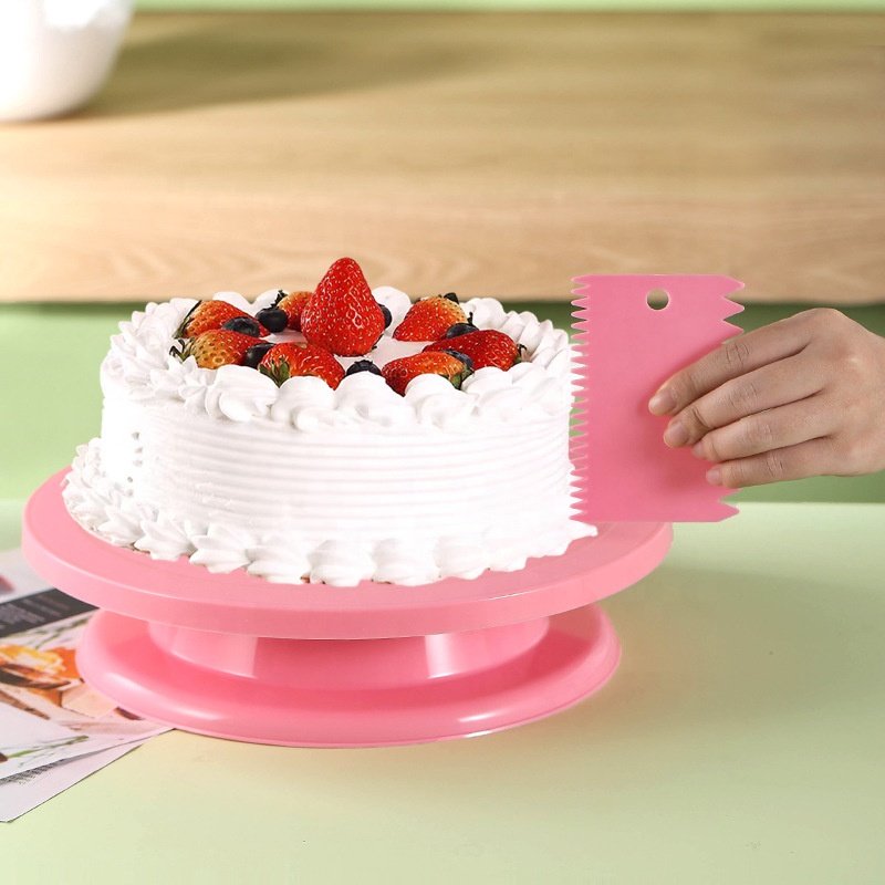 12 Cake Decorating Kit Baking Accessories Tool Cake Turntable 10.6inch Straight Spatula 3 Icing Smooth Scraper 6 Piping Nozzles