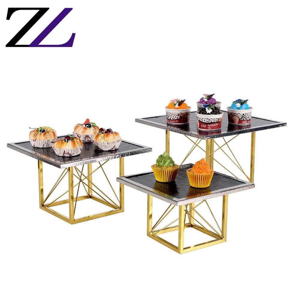 White ceramics dessert plates set reposteria surprise cake decoration tool square gold stainless steel wedding cake stand fancy