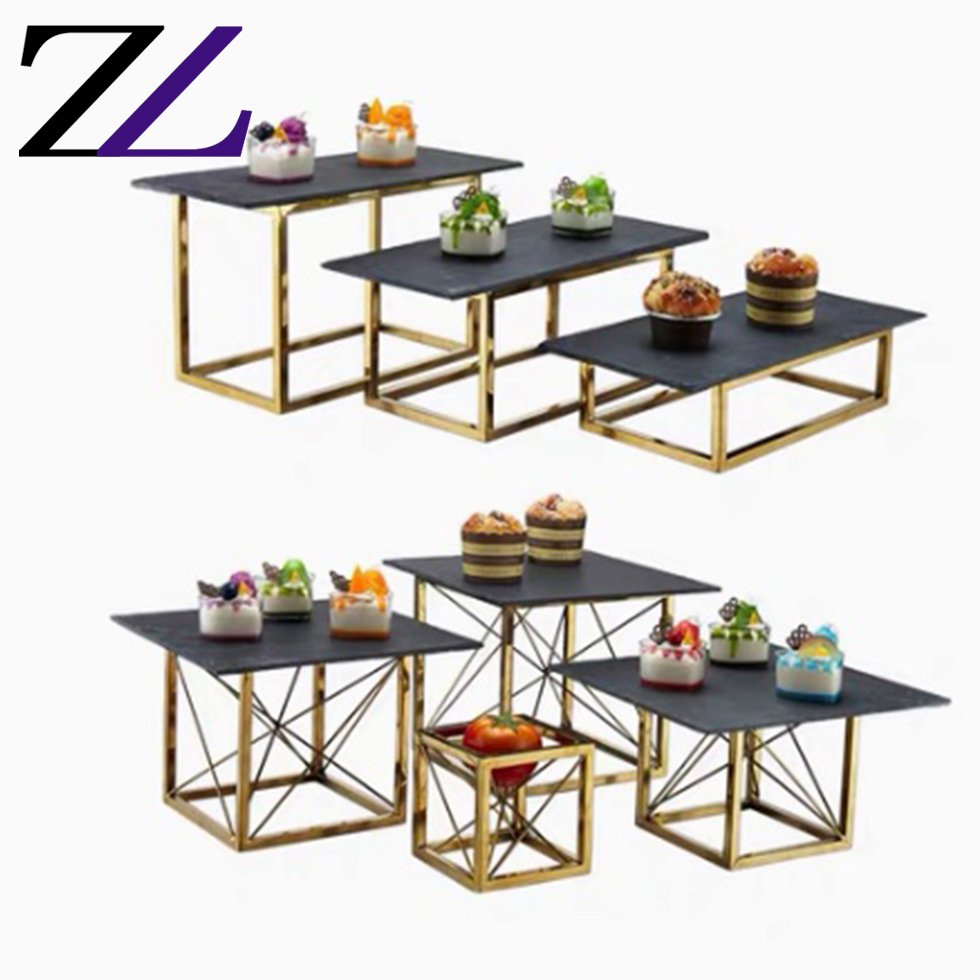 White ceramics dessert plates set reposteria surprise cake decoration tool square gold stainless steel wedding cake stand fancy