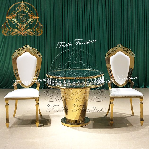 Crystal Chandelier Design Round Stainless Steel Frame Glass Top Dessert decorated Wedding Birthday Cake Table