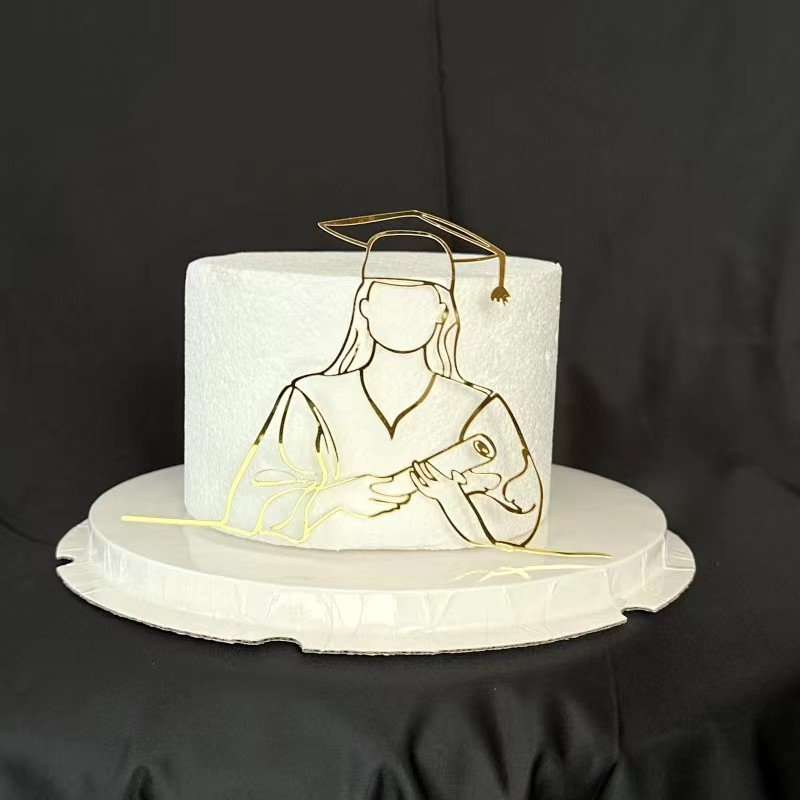 New Arrival Male and Female PhD Character Line Acrylic Cake Decoration Graduated Acrylic Cake Side Decorative Supplies