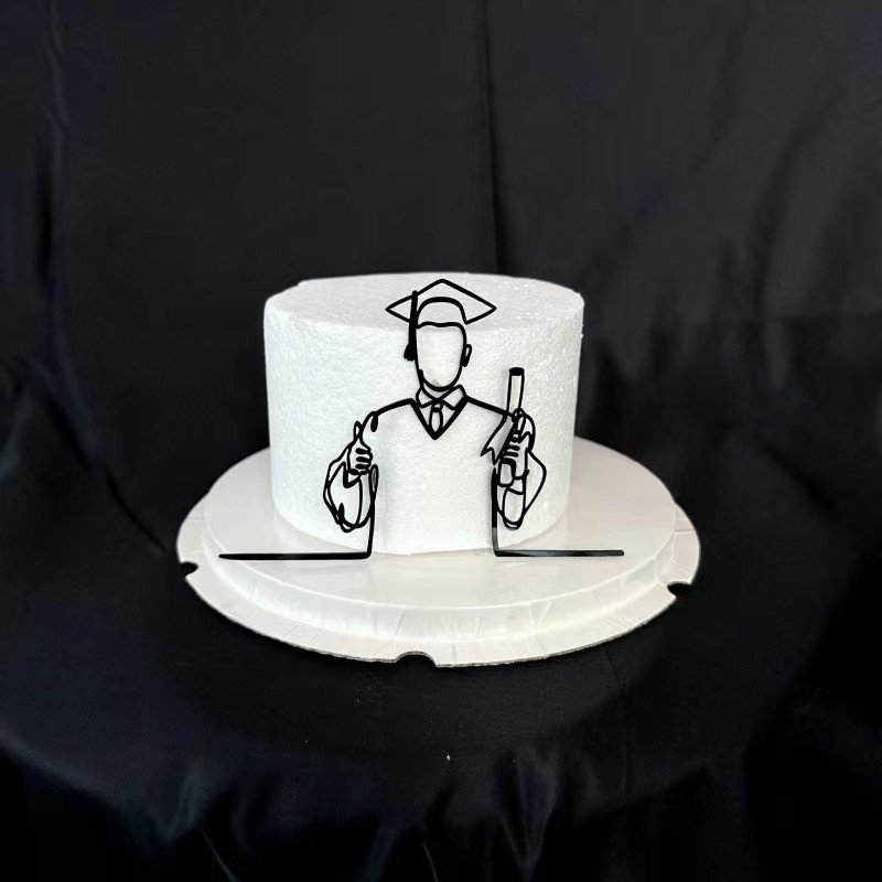 New Arrival Male and Female PhD Character Line Acrylic Cake Decoration Graduated Acrylic Cake Side Decorative Supplies