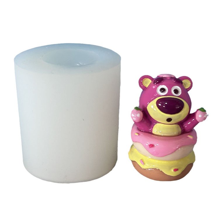 YS Cartoon Anime Bear Candle Silicone Mold DIY Cute Mini Key chain Toy Pendant Handmade Aromatherapy Candle Ornament Kids Gifts