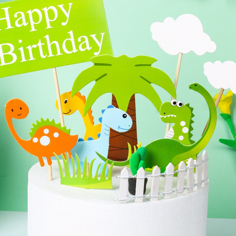 Jungle Animal Dinosaur Cake Topper Decorations Boys Baby Kids Birthday Party Supplies