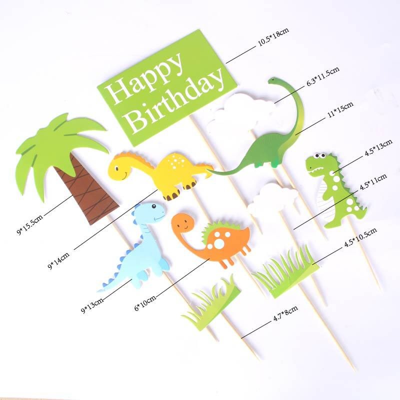 Jungle Animal Dinosaur Cake Topper Decorations Boys Baby Kids Birthday Party Supplies