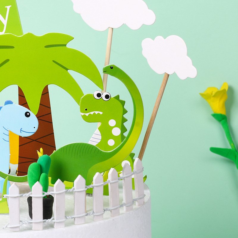 Jungle Animal Dinosaur Cake Topper Decorations Boys Baby Kids Birthday Party Supplies
