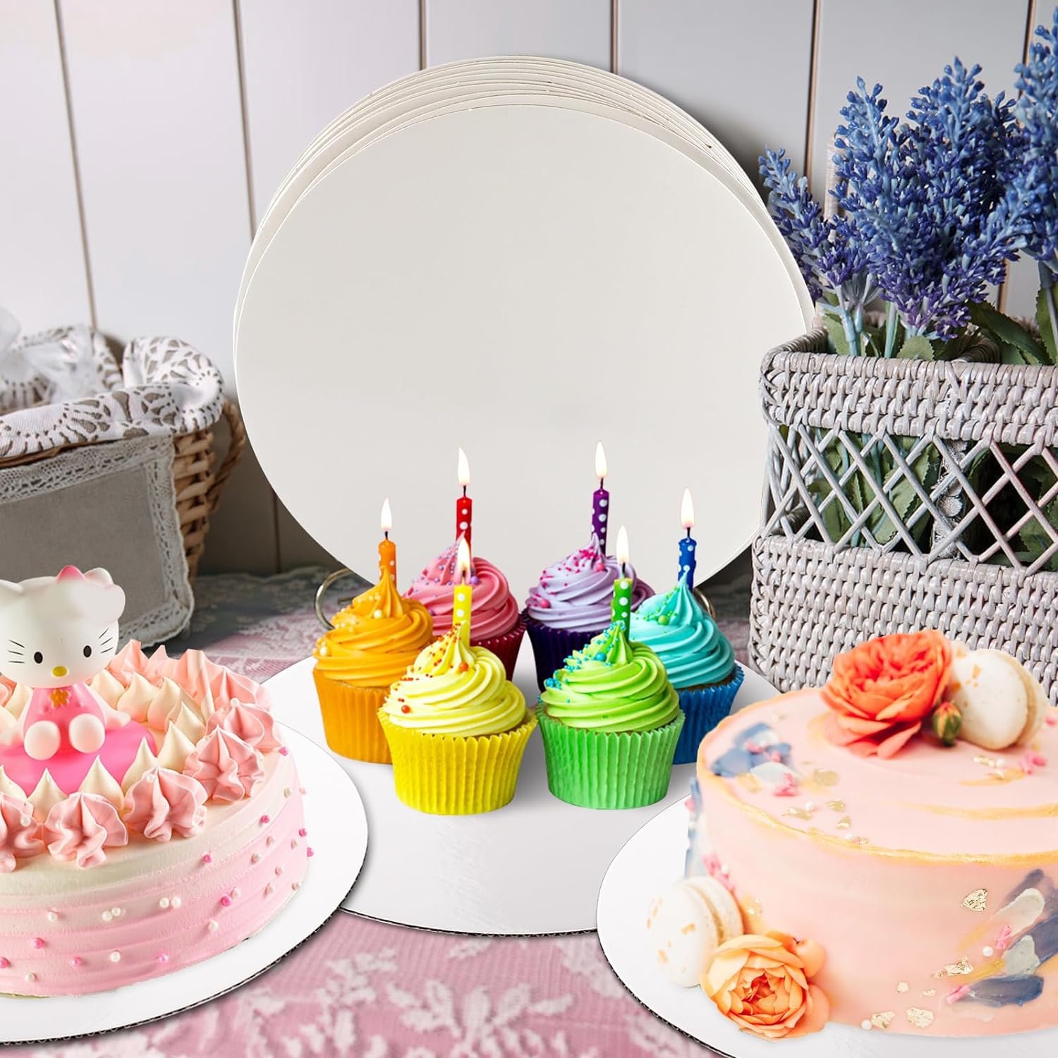 White Cake Boards Round 8 Inch disposable Cake Platter Board Base Tray Cake Decorating Supplies