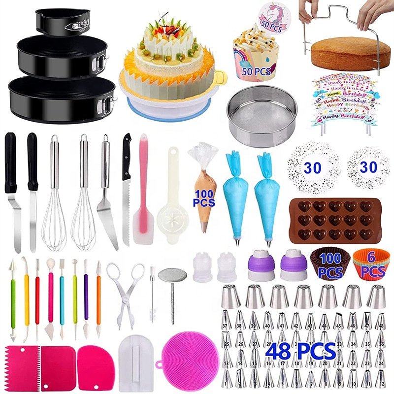 Hot Selling 466 Pieces Cake Decorating Supplies Kit Baking & Pastry Accessories Cake Pans Mold Icing Piping Tips Nozzle Set