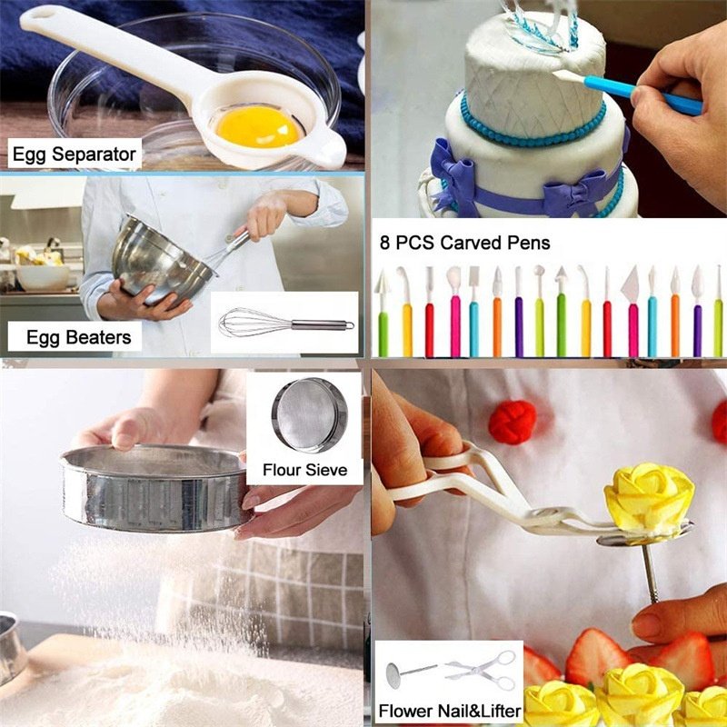 Hot Selling 466 Pieces Cake Decorating Supplies Kit Baking & Pastry Accessories Cake Pans Mold Icing Piping Tips Nozzle Set