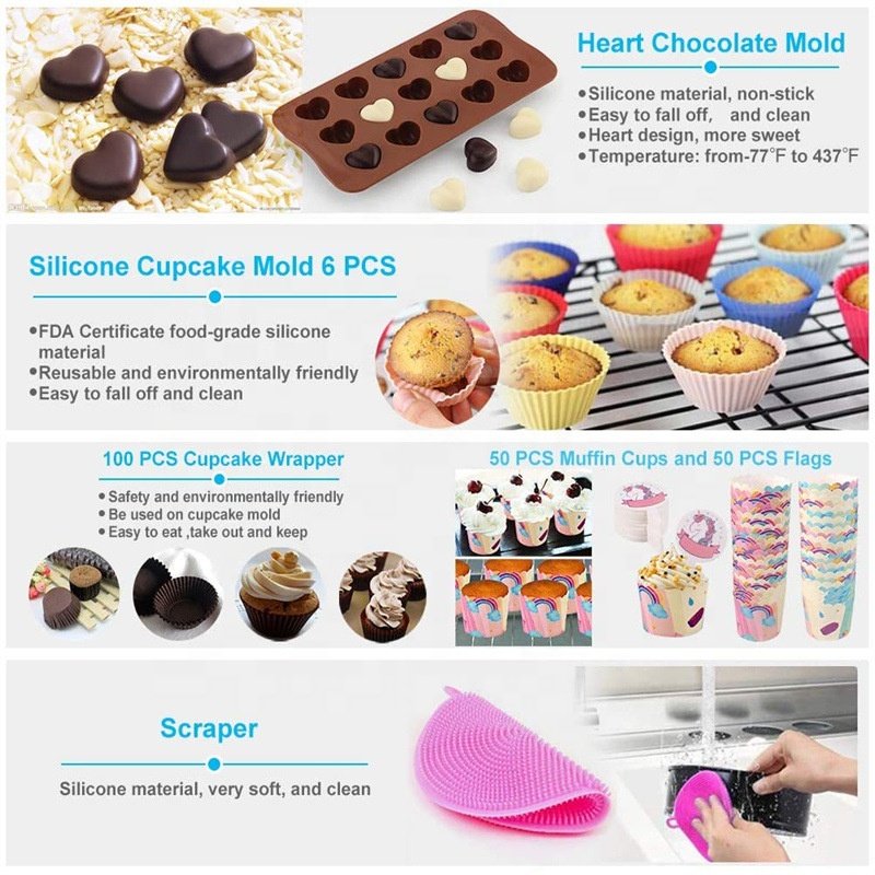 Hot Selling 466 Pieces Cake Decorating Supplies Kit Baking & Pastry Accessories Cake Pans Mold Icing Piping Tips Nozzle Set