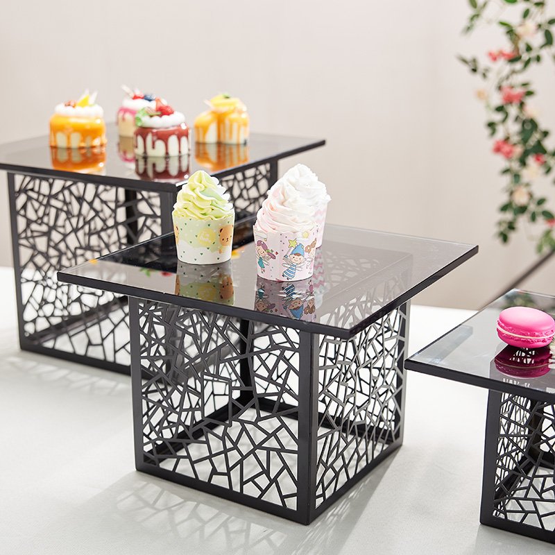 Serving Support Buffet Risers Set Modern Golden Stainless Steel Display Cake Dessert Table Stand For Wedding