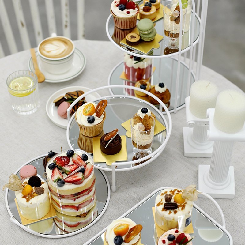 Luxury Cup cakes dessert mirror cake stand set metal display stands supplies cake decorating tools