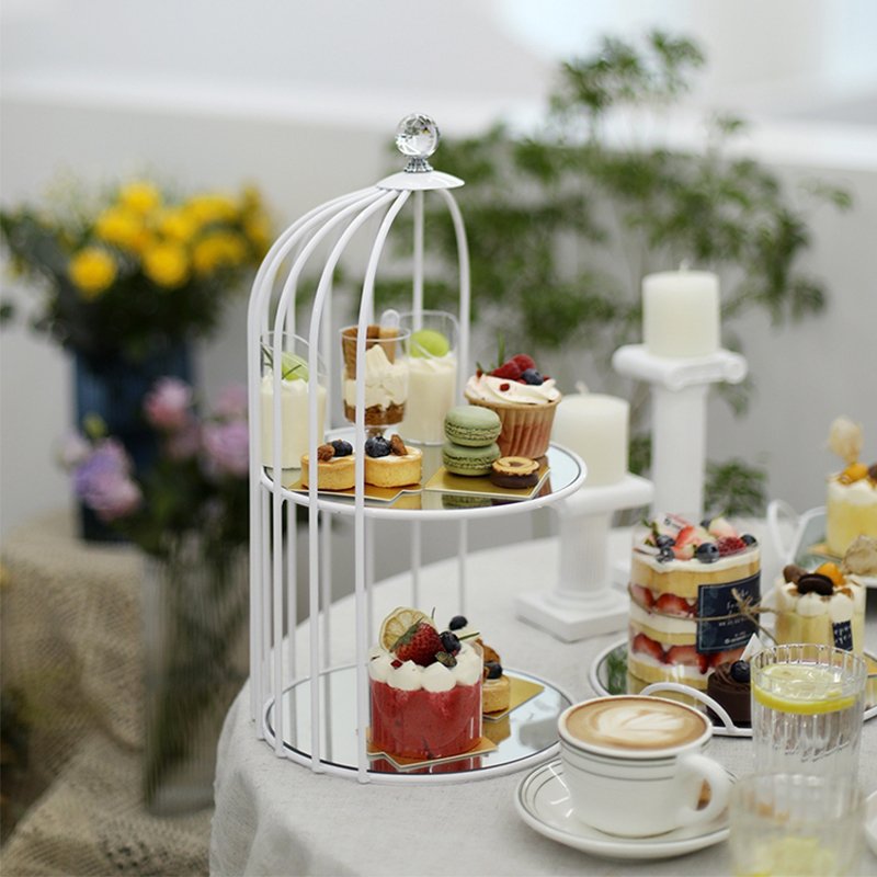 Luxury Cup cakes dessert mirror cake stand set metal display stands supplies cake decorating tools