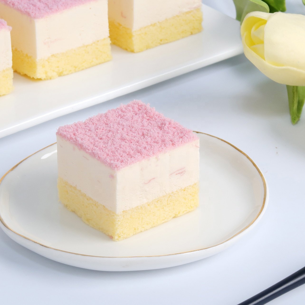 High-end E-commerce Bakery Snack Cherry blossom mousse square cake