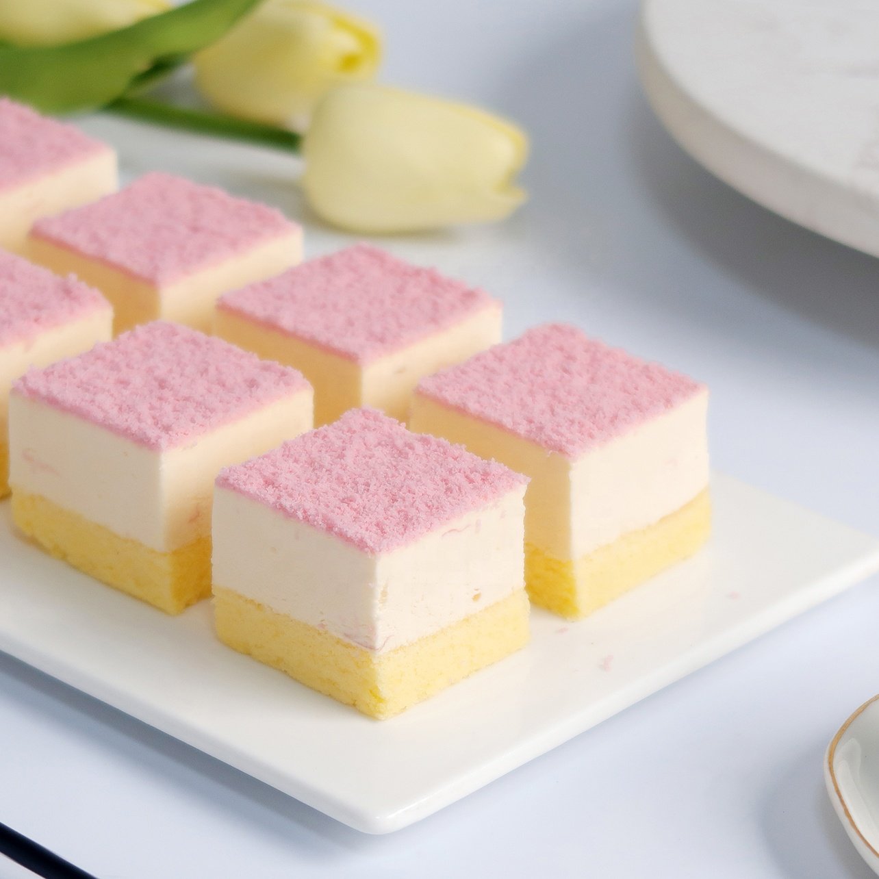 High-end E-commerce Bakery Snack Cherry blossom mousse square cake