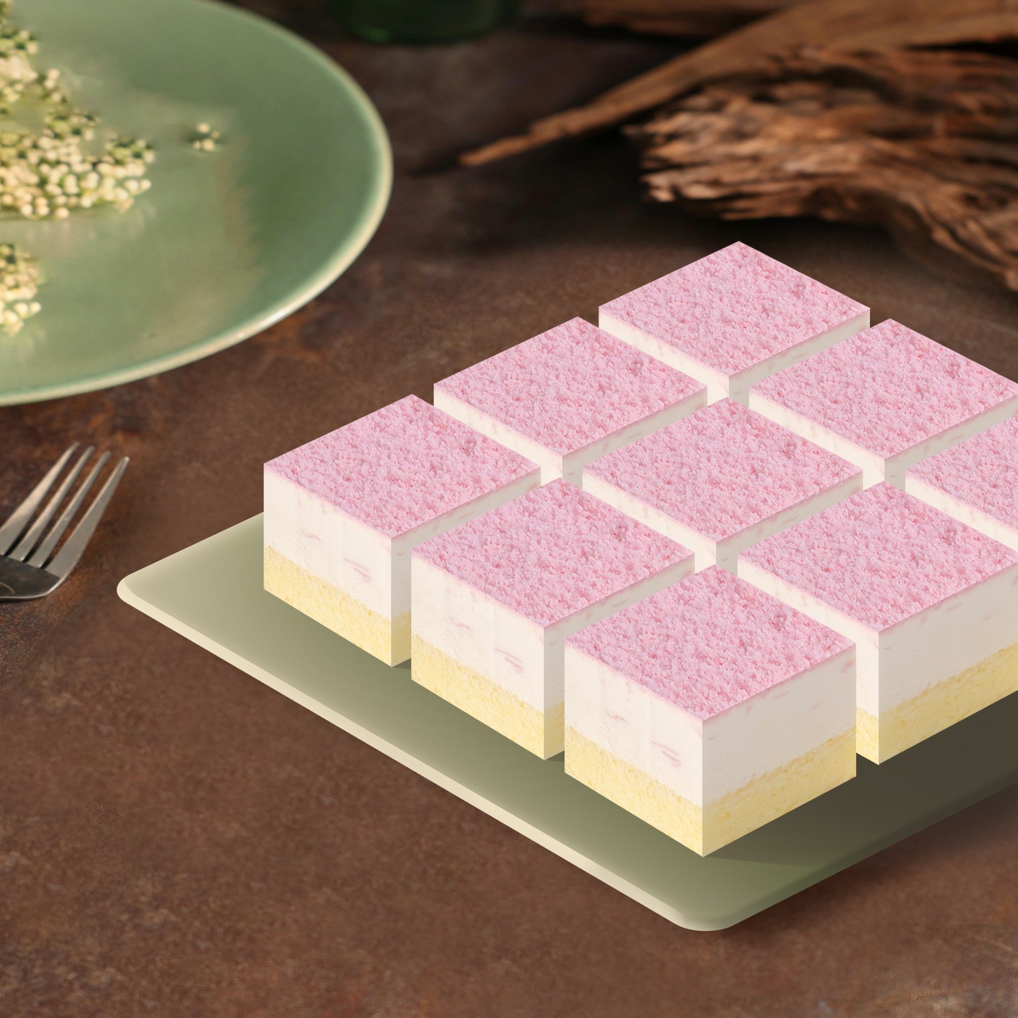 High-end E-commerce Bakery Snack Cherry blossom mousse square cake