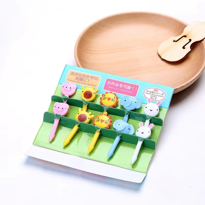 Kawaii Animal Farm Dinosaur Fruit Fork Mini Cartoon Children Snack Cake Dessert Pick Toothpick Lunches Party Decor