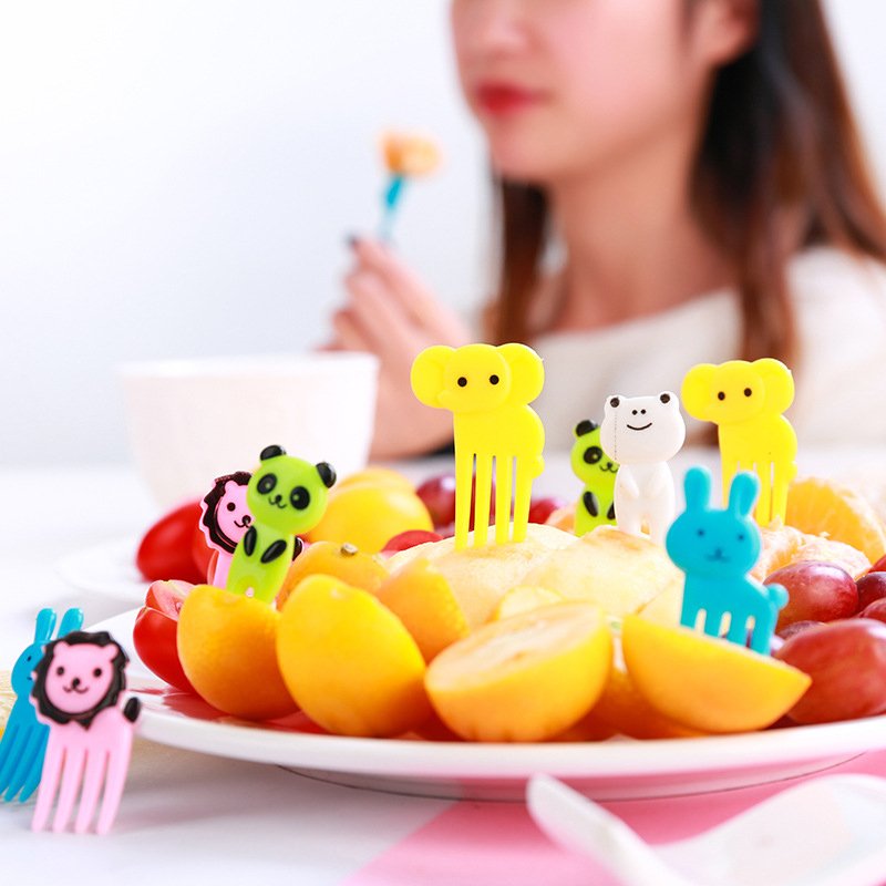 Kawaii Animal Farm Dinosaur Fruit Fork Mini Cartoon Children Snack Cake Dessert Pick Toothpick Lunches Party Decor