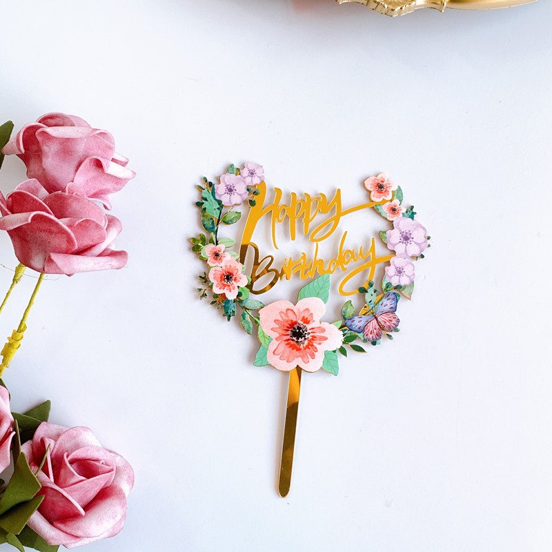 New color printing acrylic cake plate manufacturers directly for flowers happy birthday cake plate acrylic cake toppers