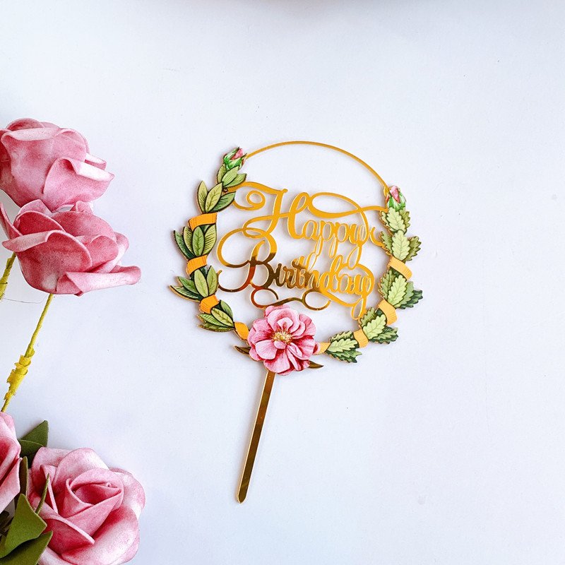 New color printing acrylic cake plate manufacturers directly for flowers happy birthday cake plate acrylic cake toppers