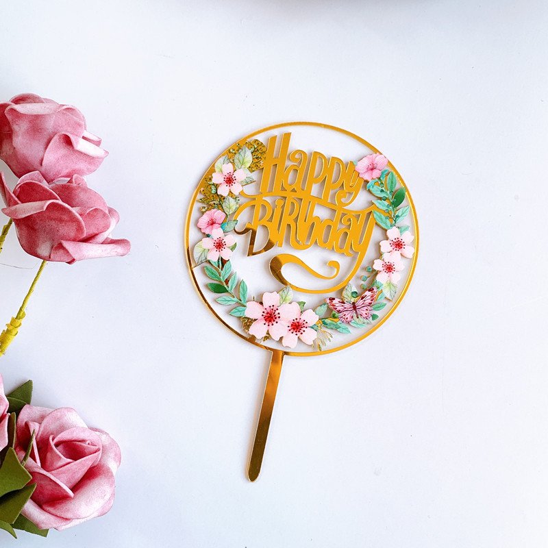 New color printing acrylic cake plate manufacturers directly for flowers happy birthday cake plate acrylic cake toppers