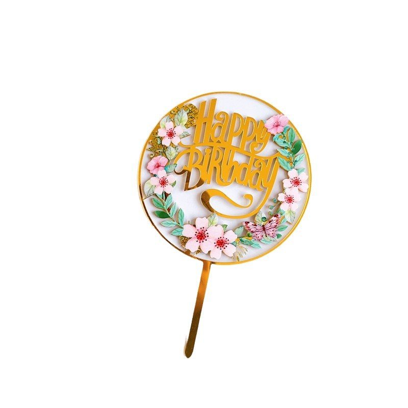New color printing acrylic cake plate manufacturers directly for flowers happy birthday cake plate acrylic cake toppers