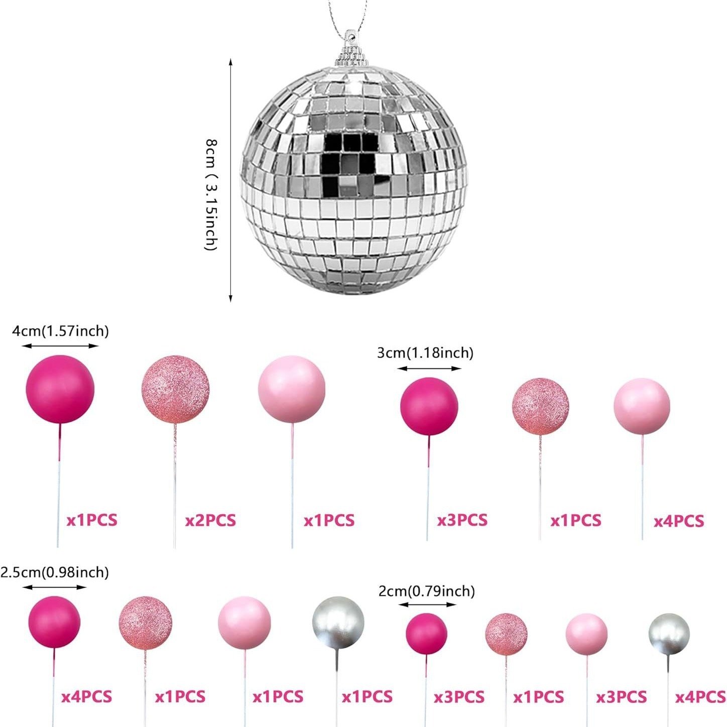 Hot Sale 32pcs Cake Decorations Disco Ball Wedding Party Birthday Party Supplies