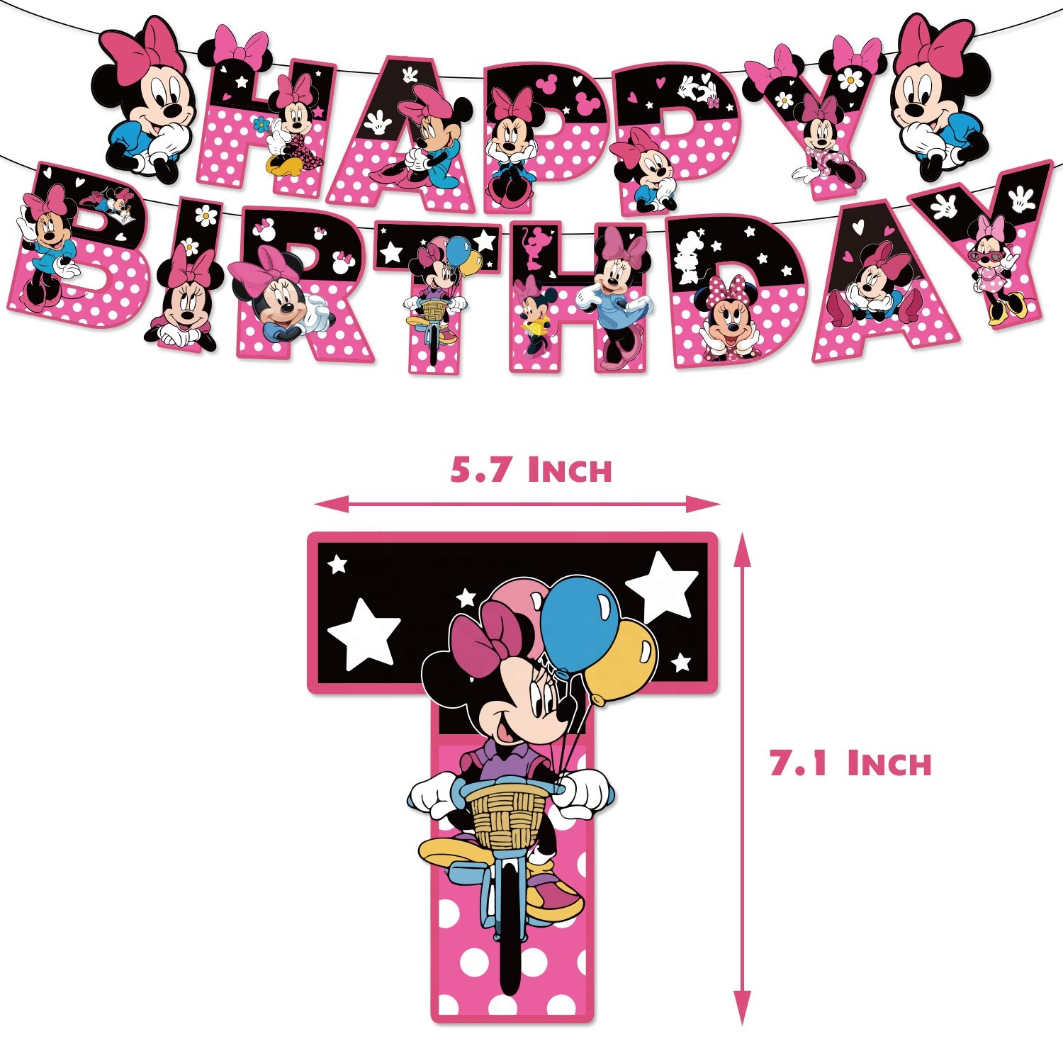 Nice Cartoon Lovely Minnie Theme Birthday Party Decoration Set Cake Topper Banner Latex Balloon Party Decoration Supplies