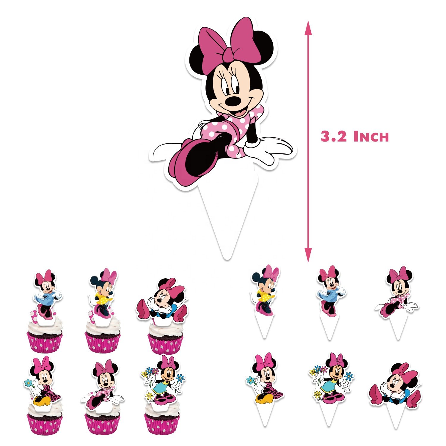 Nice Cartoon Lovely Minnie Theme Birthday Party Decoration Set Cake Topper Banner Latex Balloon Party Decoration Supplies