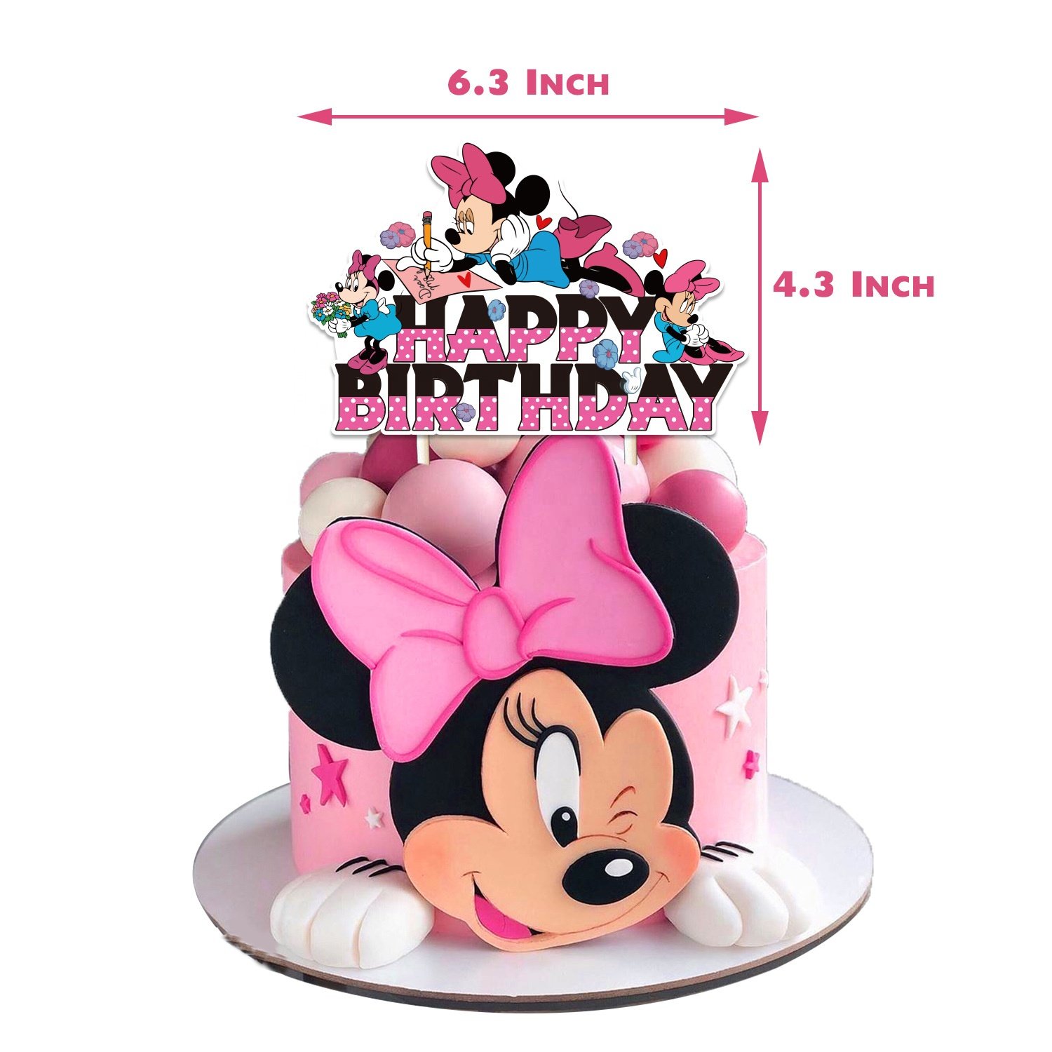 Nice Cartoon Lovely Minnie Theme Birthday Party Decoration Set Cake Topper Banner Latex Balloon Party Decoration Supplies