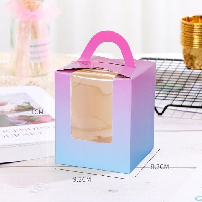Factory wholesale transparent open window portable 1 piece paper cup cake box for cake decorating supplies tools