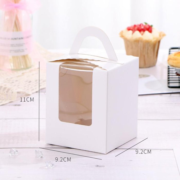 Factory wholesale transparent open window portable 1 piece paper cup cake box for cake decorating supplies tools