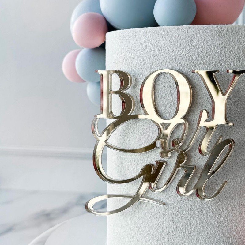 Best Boy or Girl Acrylic Cake Decorating Supplies Golden Acrylic Birthday Boy Girl Cake Side Decorations Baking Decorative Tools