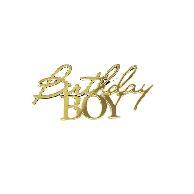 Best Boy or Girl Acrylic Cake Decorating Supplies Golden Acrylic Birthday Boy Girl Cake Side Decorations Baking Decorative Tools
