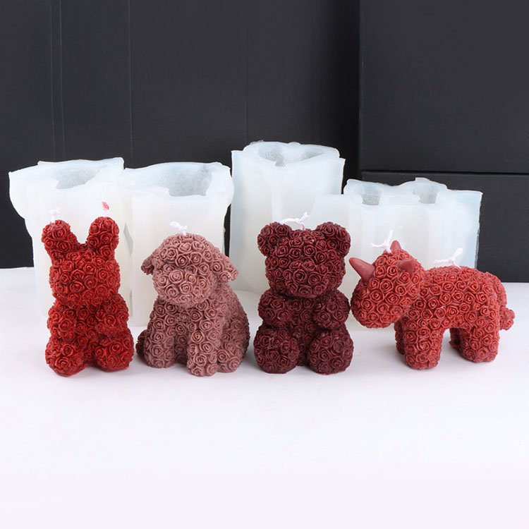 YS DIY Flower Bear Unicorn Silicone Candle Mold Aromatherapy Candle Plaster Ornaments Soap Mould Handicrafts Plaster Making Tool