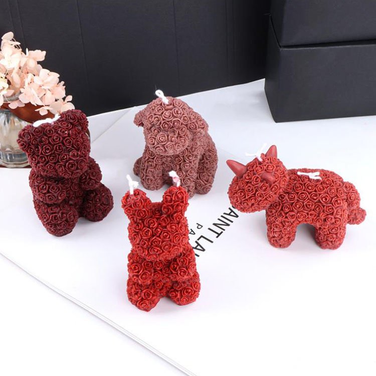 YS DIY Flower Bear Unicorn Silicone Candle Mold Aromatherapy Candle Plaster Ornaments Soap Mould Handicrafts Plaster Making Tool