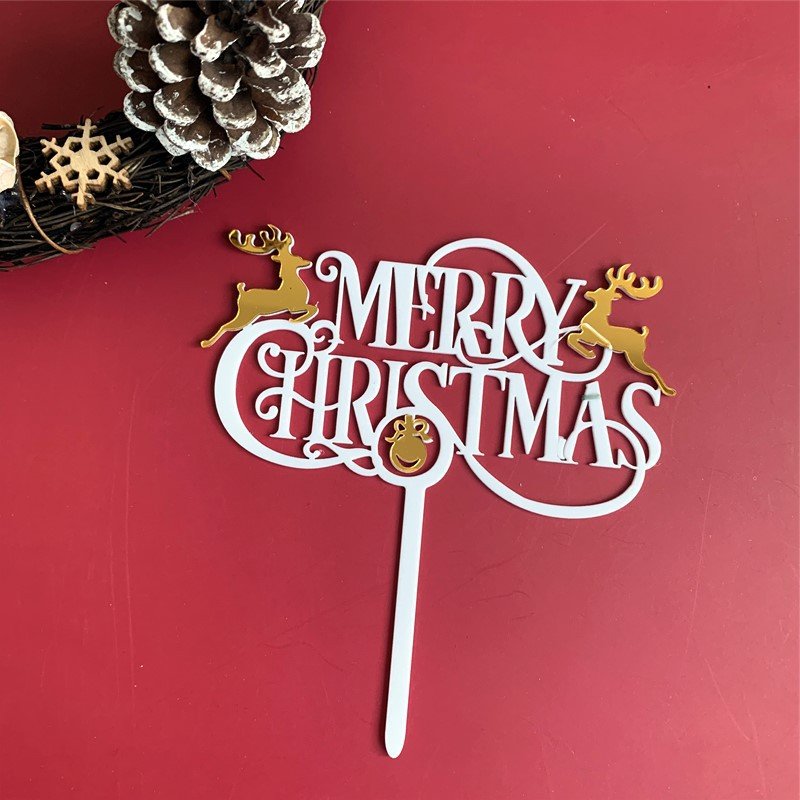 High Quality Merry Christmas Acrylic Cake Topper Snowman Cupcake Topper For Christmas Party Cake Decorations