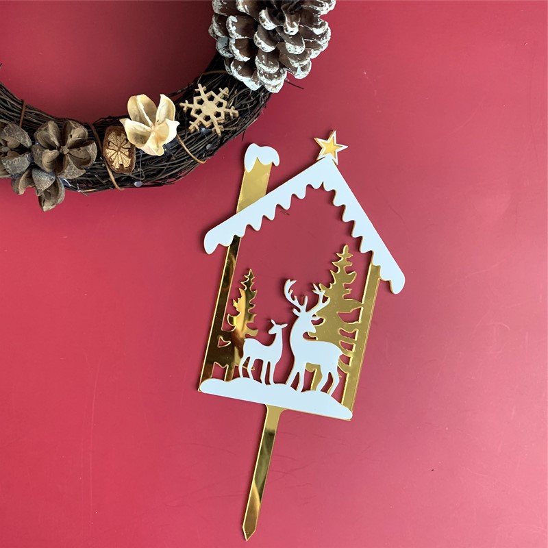 High Quality Merry Christmas Acrylic Cake Topper Snowman Cupcake Topper For Christmas Party Cake Decorations