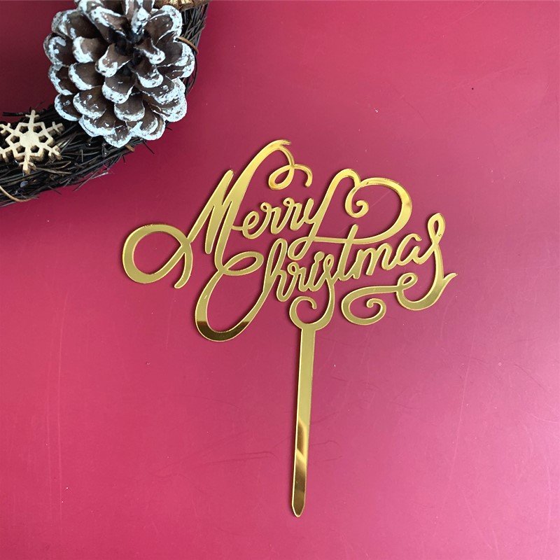 High Quality Merry Christmas Acrylic Cake Topper Snowman Cupcake Topper For Christmas Party Cake Decorations