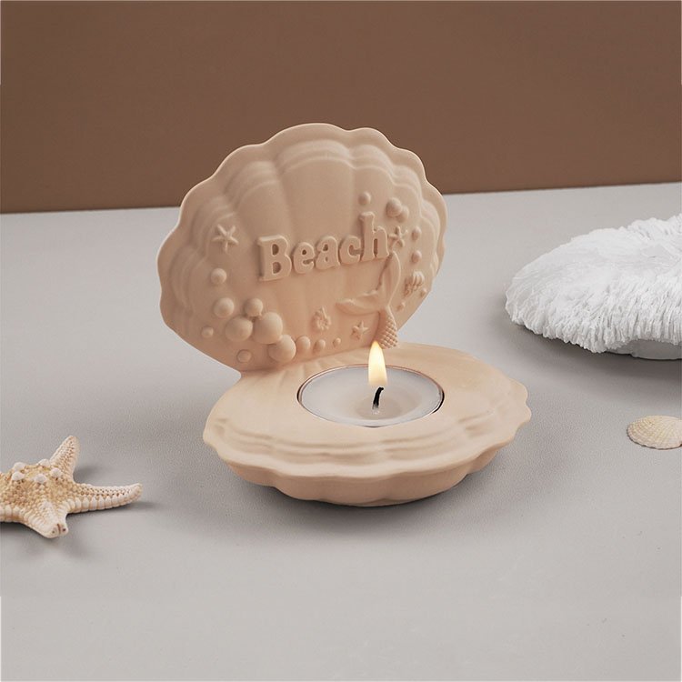 Ocean Scallop Beach Candle Holder Silicone Mold Ring Storage Box Tea Light Casting Mould DIY Concrete Candlestick Making Tool