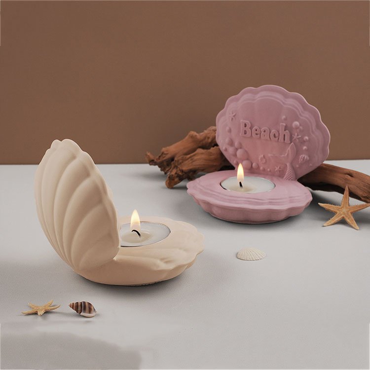 Ocean Scallop Beach Candle Holder Silicone Mold Ring Storage Box Tea Light Casting Mould DIY Concrete Candlestick Making Tool