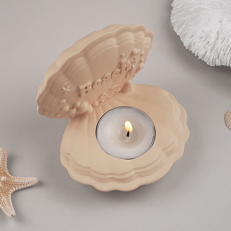 Ocean Scallop Beach Candle Holder Silicone Mold Ring Storage Box Tea Light Casting Mould DIY Concrete Candlestick Making Tool