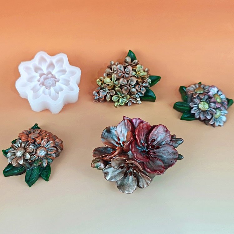 YS 6 Types Resin Flower Silicone Molds Polymer Clay Gypsum Molds for Soap Candle Making Cake Garden Jewelry Home Decoration